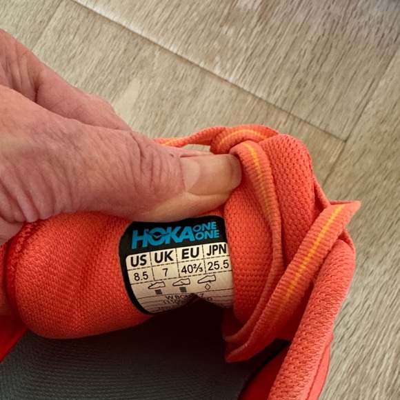 Hoka Women's Coral and Yellow Running Shoes - Picture 6 of 6